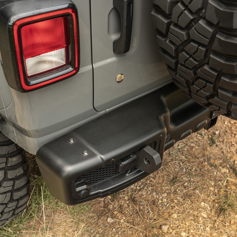 Jeep Wrangler JK Bumper - Rear - Rugged Ridge - Spartacus, Stamped Steel - Satin Black - `07-`18